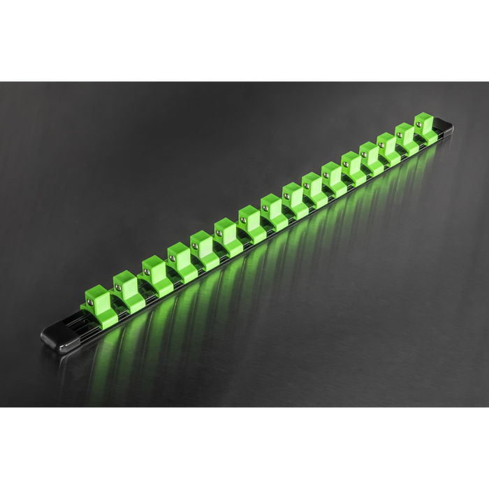 Premier Socket Retaining Rail with 16 Clips 1/2"Sq Drive - Hi-Vis Green | AK27054HV
