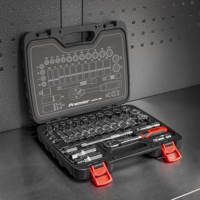 Premier Lock-On™ Socket Set 3/8"Sq Drive 34pc | AK27481