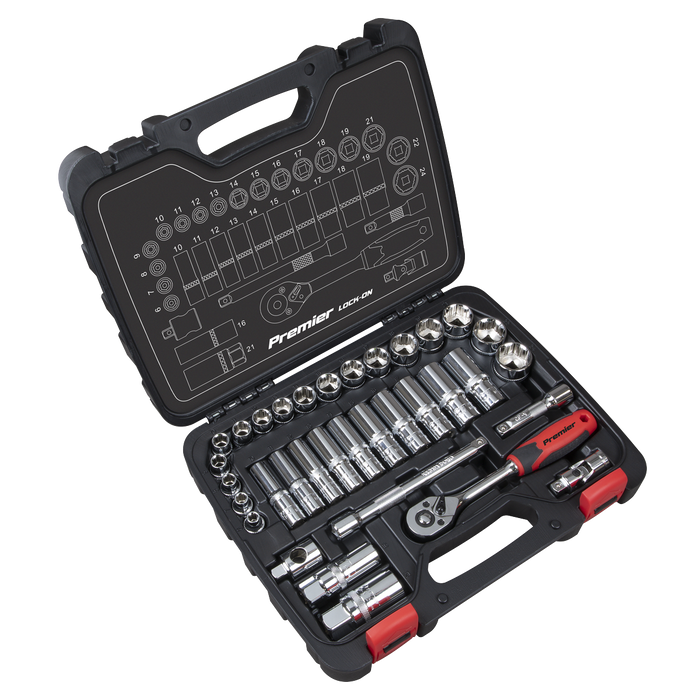 Premier Lock-On™ Socket Set 3/8"Sq Drive 34pc | AK27481