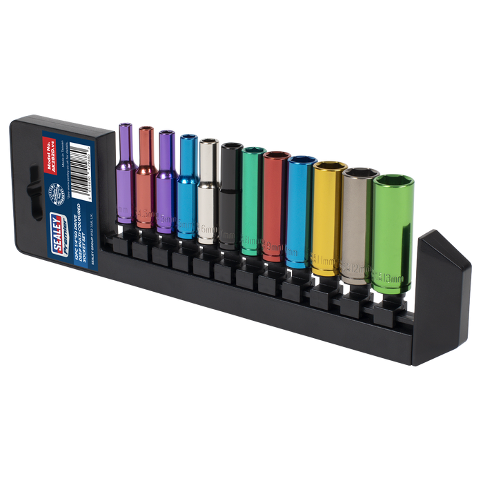Premier Deep Multi-Coloured Socket Set 1/4"Sq Drive 12pc | AK282D