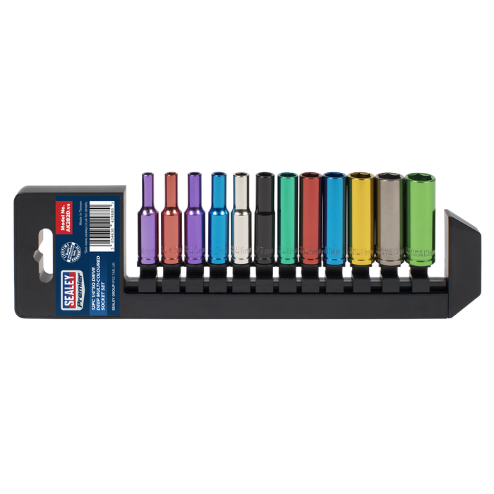 Premier Deep Multi-Coloured Socket Set 1/4"Sq Drive 12pc | AK282D