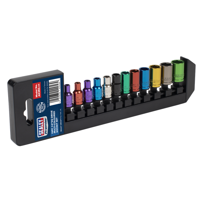 Premier Multi-Coloured Socket Set 1/4"Sq Drive 12pc | AK282