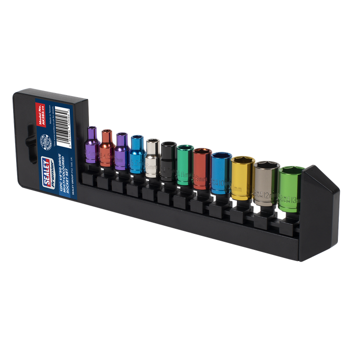 Premier Multi-Coloured Socket Set 1/4"Sq Drive 12pc | AK282