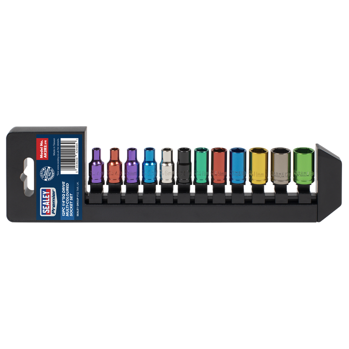 Premier Multi-Coloured Socket Set 1/4"Sq Drive 12pc | AK282