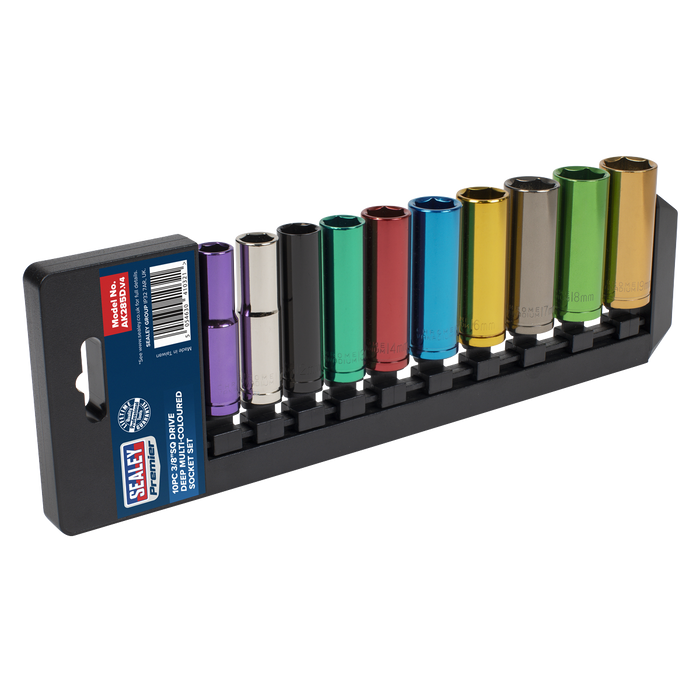 Premier Deep Multi-Coloured Socket Set 3/8"Sq Drive 10pc | AK285D