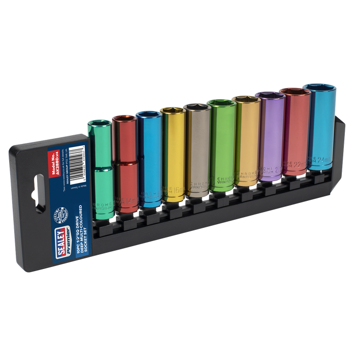 Premier Deep Multi-Coloured Socket Set 1/2"Sq Drive 10pc | AK288D