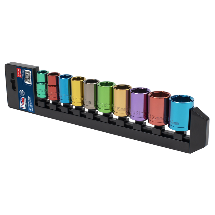 Premier Multi-Coloured Socket Set 1/2"Sq Drive 10pc | AK288