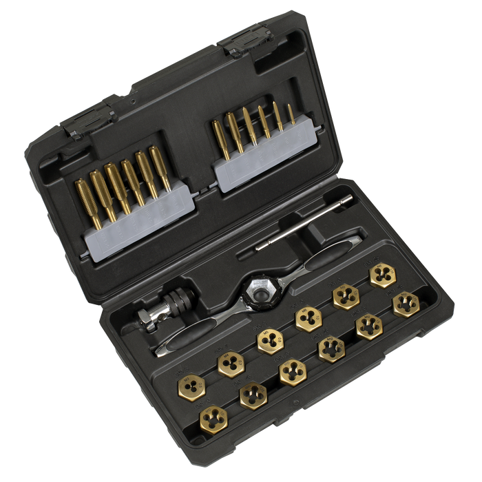 Titanium Coated Hexagonal Tap & Die Set 26pc | AK3026