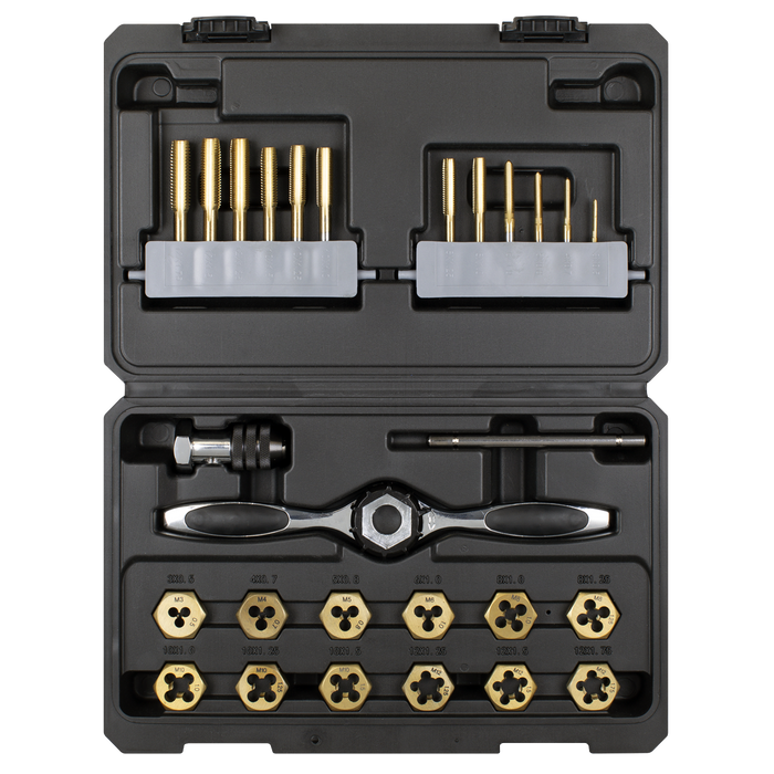 Titanium Coated Hexagonal Tap & Die Set 26pc | AK3026