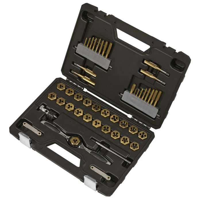 Premier Metric & Imperial Titanium Coated Hexagonal Tap & Die Set 46pc | AK3046