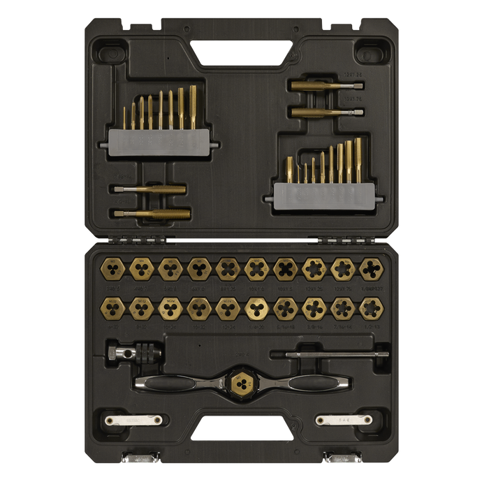 Premier Metric & Imperial Titanium Coated Hexagonal Tap & Die Set 46pc | AK3046