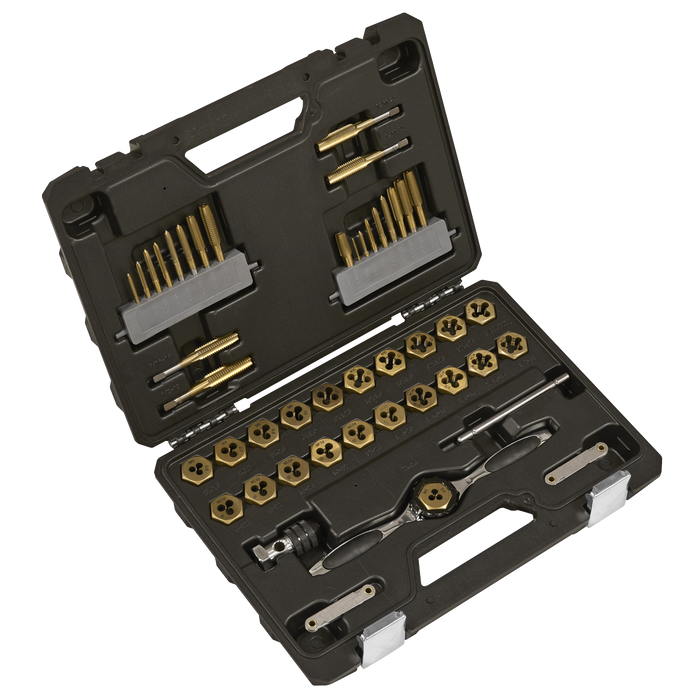 Premier Metric & Imperial Titanium Coated Hexagonal Tap & Die Set 46pc | AK3046