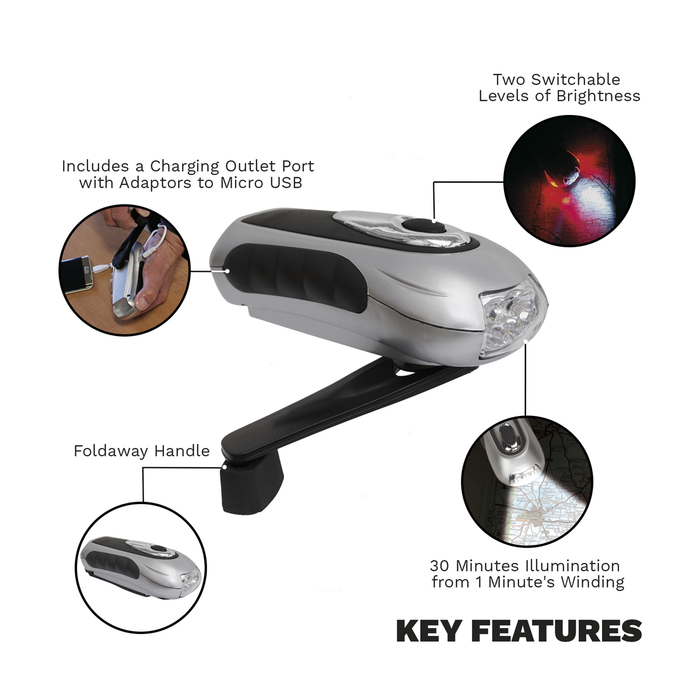 Rechargeable Wind-Up Torch 3 LED | AK3305