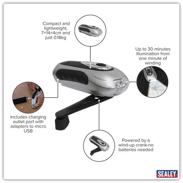 Rechargeable Wind-Up Torch 3 LED | AK3305