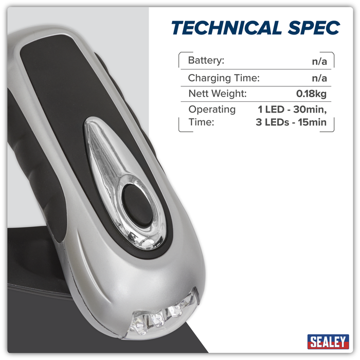 Rechargeable Wind-Up Torch 3 LED | AK3305