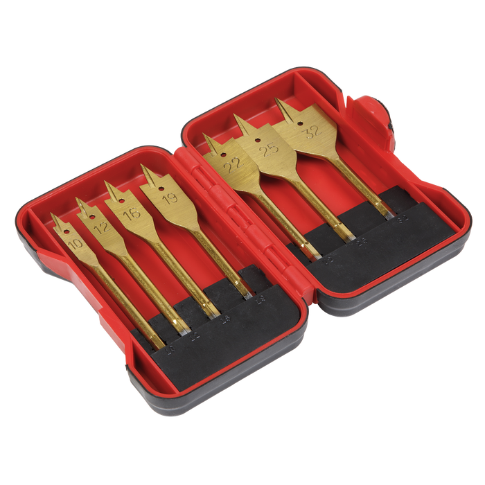 Titanium Coated Flat Wood Drill Bit Set 7pc | AK3707FW