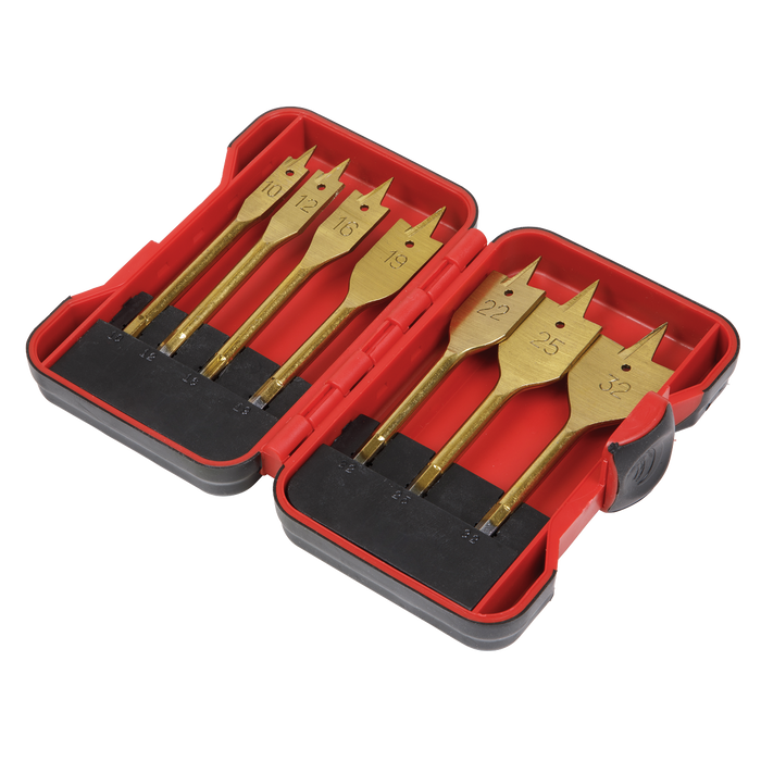 Titanium Coated Flat Wood Drill Bit Set 7pc | AK3707FW