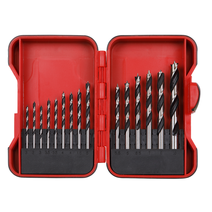Brad Point Wood Drill Bit Set 15pc | AK3715W