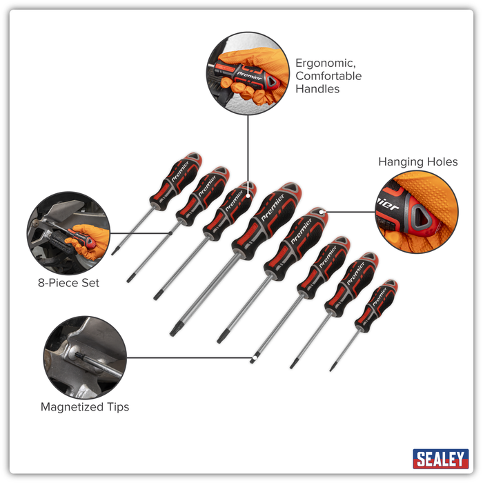 Premier GripMAX® Security TRX-Star* Screwdriver Set 8pc - Red | AK4323