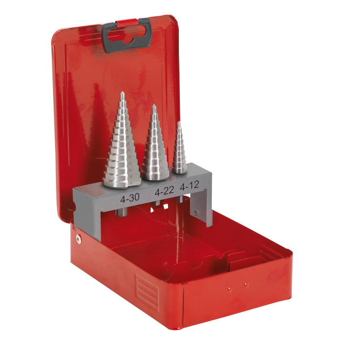Double Flute HSS M2 Step Drill Bit Set 3pc | AK4733