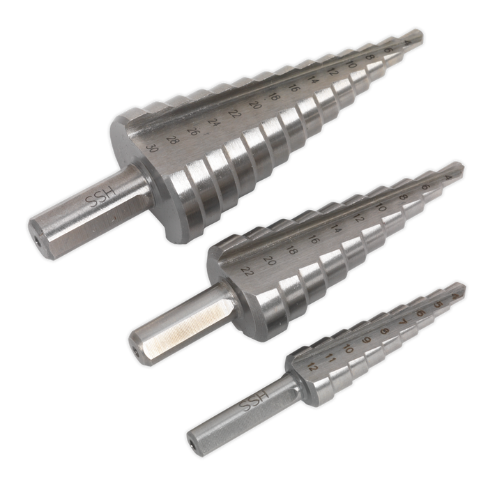 Double Flute HSS M2 Step Drill Bit Set 3pc | AK4733