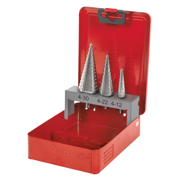 Double Flute HSS M2 Step Drill Bit Set 3pc | AK4733