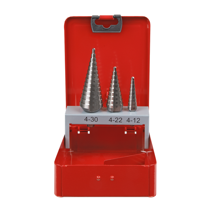 Double Flute HSS M2 Step Drill Bit Set 3pc | AK4733