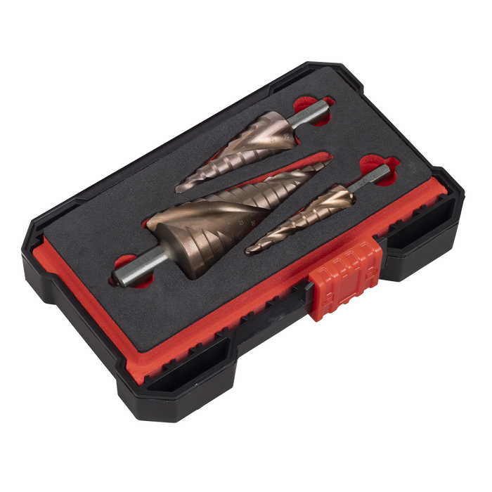 Spiral Flute HSS Cobalt Step Drill Bit Set 3pc | AK4743