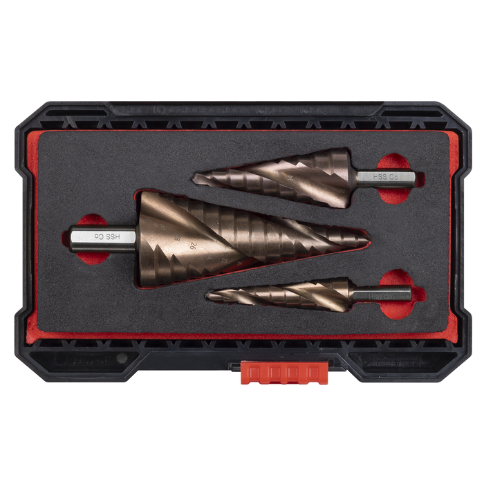 Spiral Flute HSS Cobalt Step Drill Bit Set 3pc | AK4743