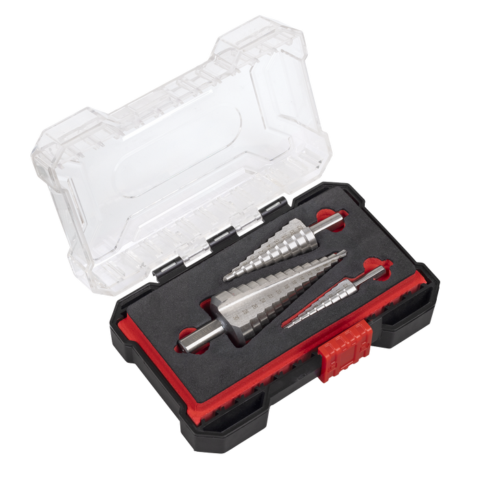 Straight Flute HSS 4341 Step Drill Bit Set 3pc | AK4746