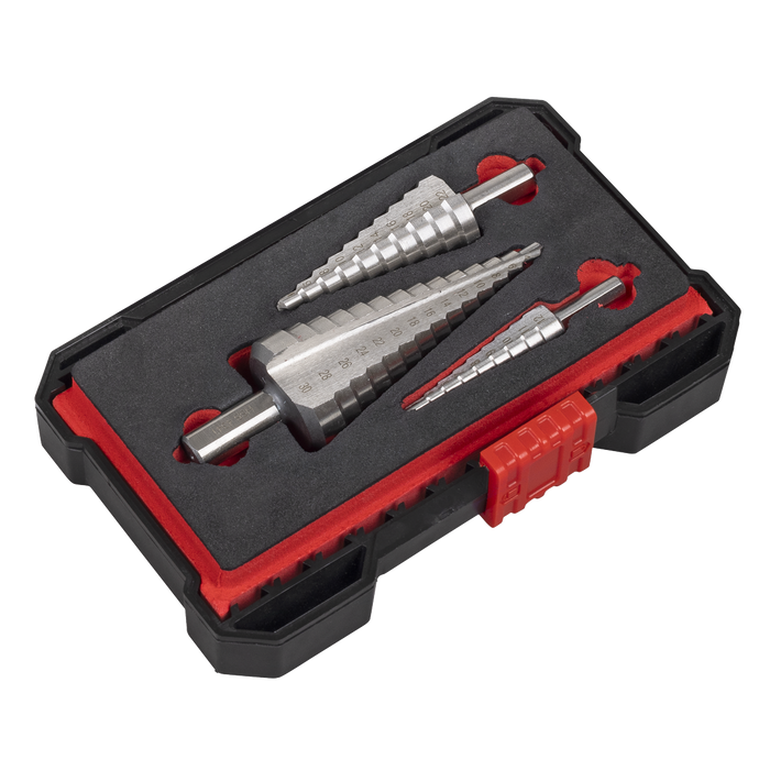 Straight Flute HSS 4341 Step Drill Bit Set 3pc | AK4746