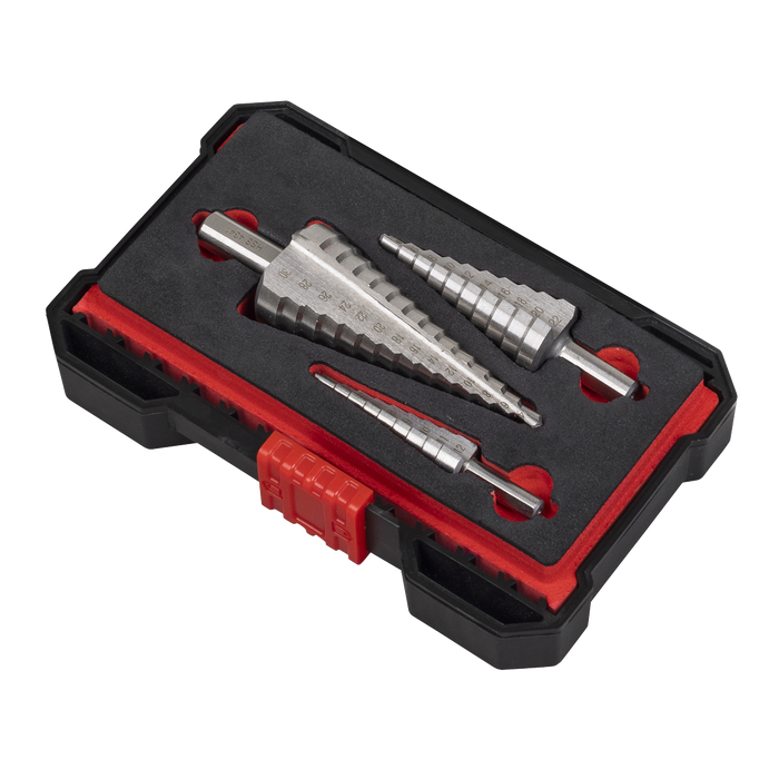 Straight Flute HSS 4341 Step Drill Bit Set 3pc | AK4746