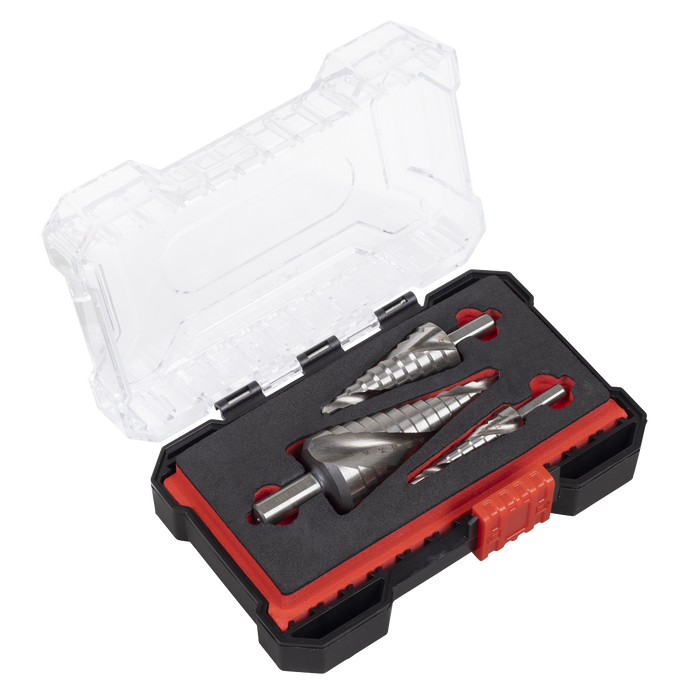 Spiral Flute HSS 4341 Step Drill Bit Set 3pc | AK4749
