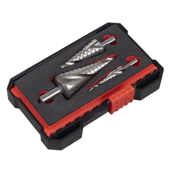 Spiral Flute HSS 4341 Step Drill Bit Set 3pc | AK4749