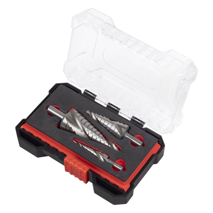 Spiral Flute HSS 4341 Step Drill Bit Set 3pc | AK4749