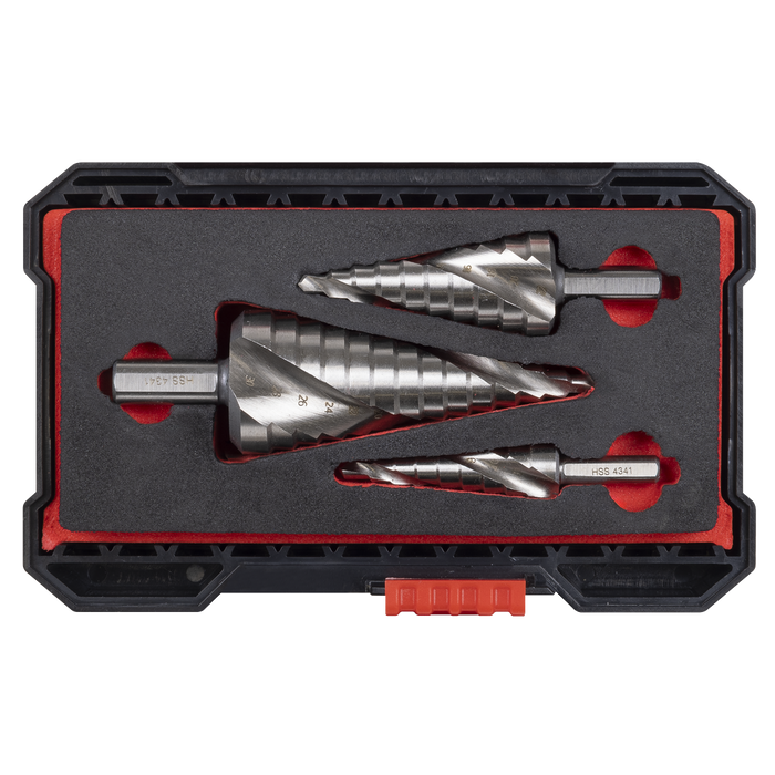Spiral Flute HSS 4341 Step Drill Bit Set 3pc | AK4749