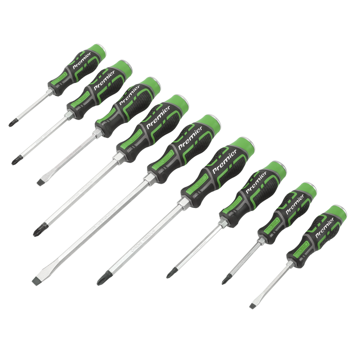 Premier Hammer-Thru Screwdriver Set 9pc - Hi-Vis Green | AK4941HV