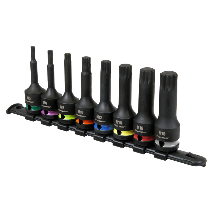 Premier Spline Impact Socket Bit Set 1/2"Sq Drive 8pc | AK56004