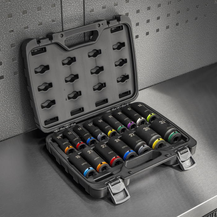 Lock-On™ Deep Impact Socket Set 1/2"Sq Drive 16pc | AK58170M
