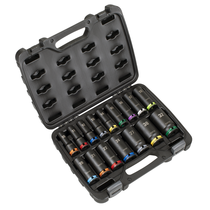 Lock-On™ Deep Impact Socket Set 1/2"Sq Drive 16pc | AK58170M