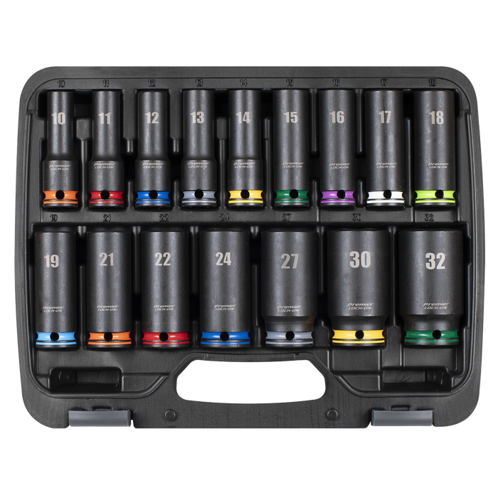 Lock-On™ Deep Impact Socket Set 1/2"Sq Drive 16pc | AK58170M