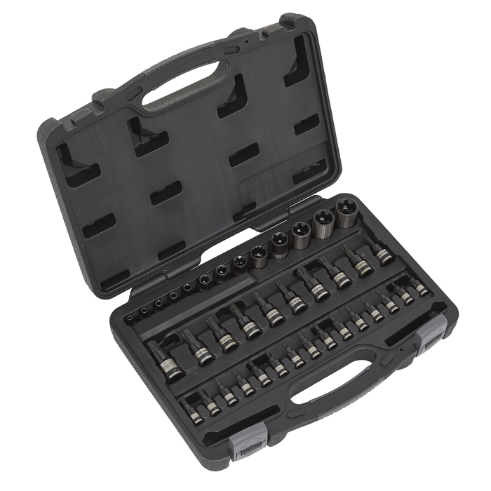 Premier Black TRX-Star* Socket & Security Socket Bit Set 1/4", 3/8" & 1/2"Sq Drive 38pc | AK6197B