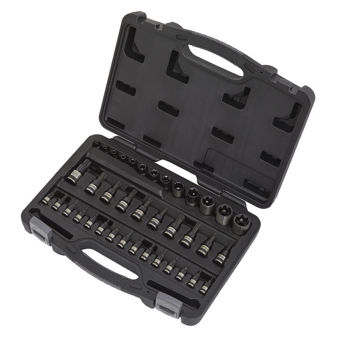 Premier Black TRX-Star* Socket & Security Socket Bit Set 1/4", 3/8" & 1/2"Sq Drive 38pc | AK6197B