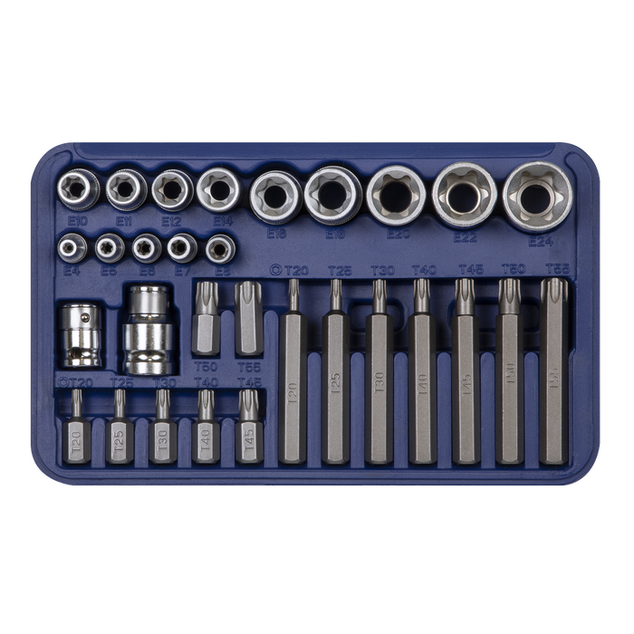 Premier TRX-Star* Socket & Bit Set 1/4", 3/8" & 1/2"Sq Drive 30pc | AK619