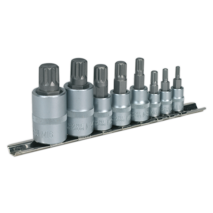 Premier Spline Socket Bit Set 1/4", 3/8" & 1/2"Sq Drive 8pc | AK6214