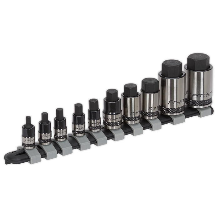 Premier Black Stubby Hex Socket Bit Set 1/4", 3/8" & 1/2"Sq Drive 10pc | AK6229B