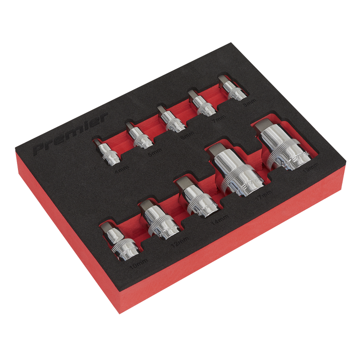 Premier Stubby Hex Socket Bit Set 1/4", 3/8" & 1/2"Sq Drive 10pc | AK6244