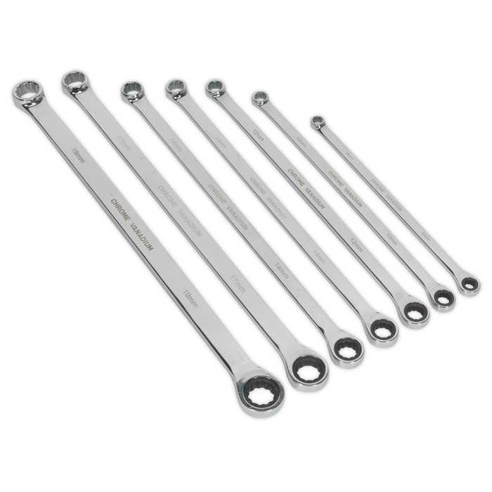 Premier Extra-Long Double Ring Ratchet/Fixed Spanner Set 7pc | AK6319