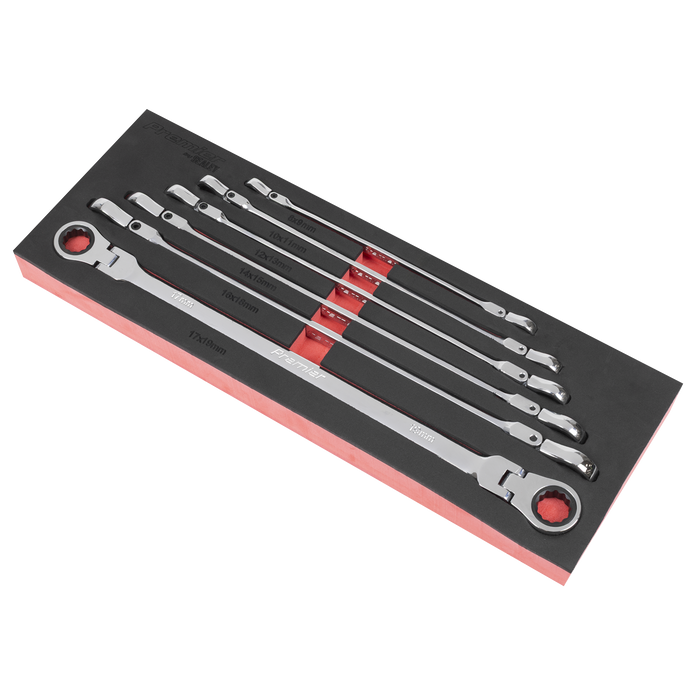 Premier Extra-Long Flexi-Head Double End Ratchet Ring Spanner Set 6pc | AK63832