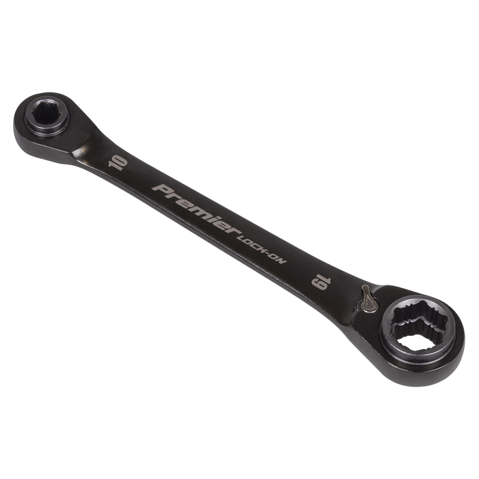 Premier Black 4-in-1 Reversible Lock-On™ Ratchet Ring Spanner | AK63923